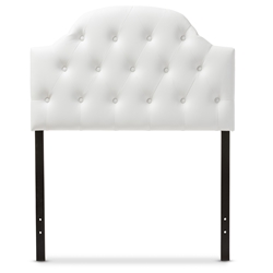 Baxton Studio Morris Modern and Contemporary White Faux Leather Upholstered Button-Tufted Scalloped Twin Size Headboard